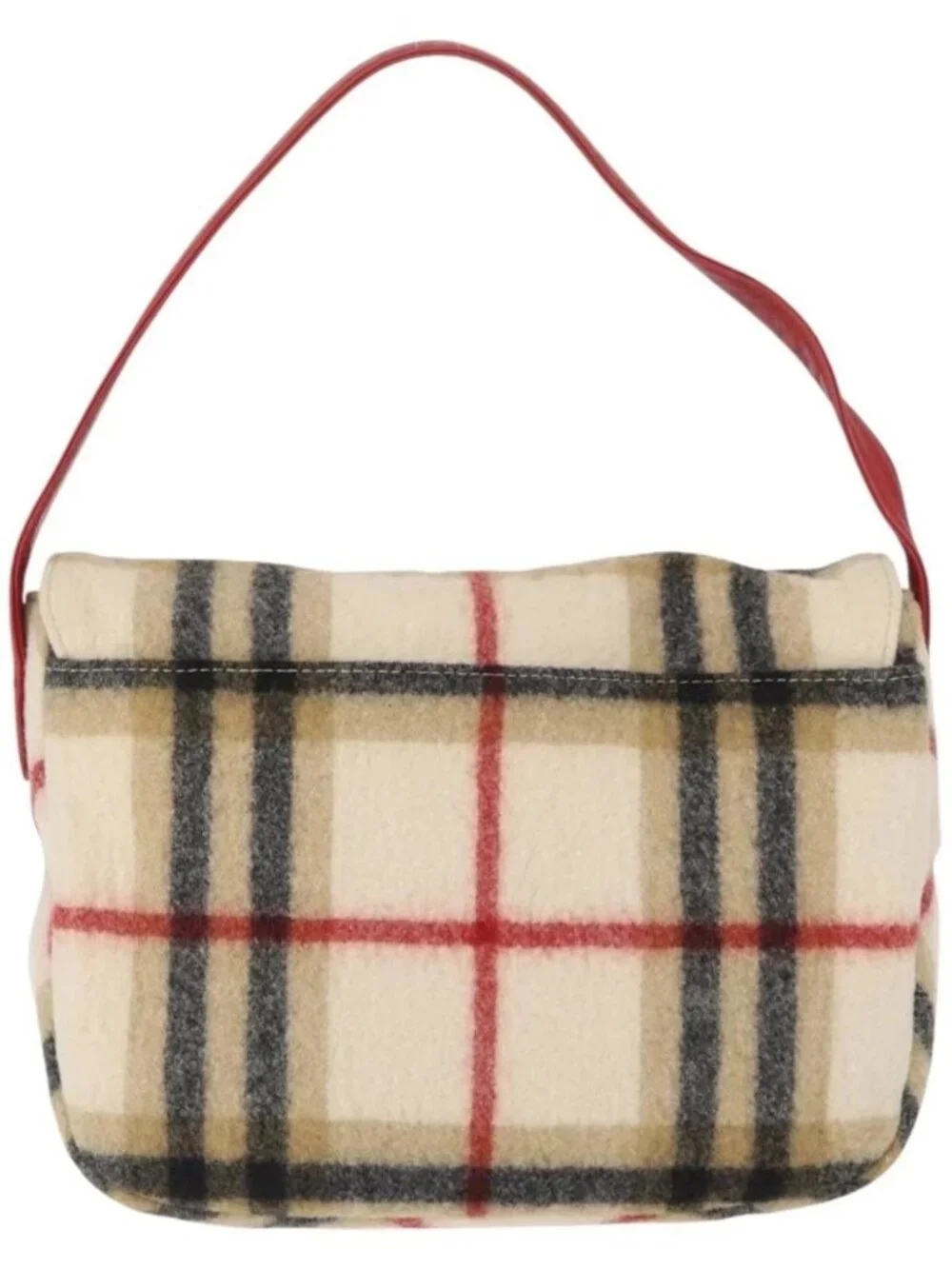 Burberrys Nova Check Shoulder Bag Wool Beige Silver Auth 161279V - Picture 3 of 16